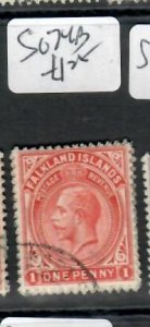 FALKLAND ISLANDS KGV 1D    SG 74B    VFU   PPO703H