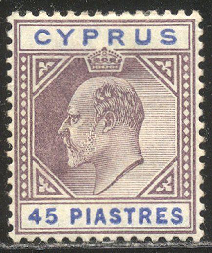 CYPRUS #47 Mint - 1903 45p Dk Violet & Ultra, Wmk 2