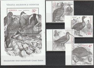 ROMANIA STAMPS 2022 GAME BIRDS HUNTING MS and set MNH POST