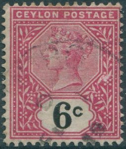 Ceylon 1899 SG259 6c rose and black QV #1 FU (amd)