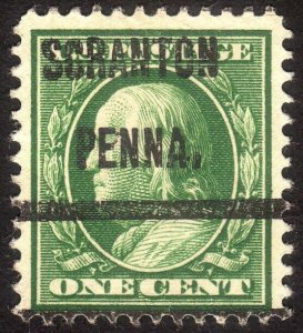 1910, US 1c, Franklin, Used, Scranton precancel, Well centered, Sc 374