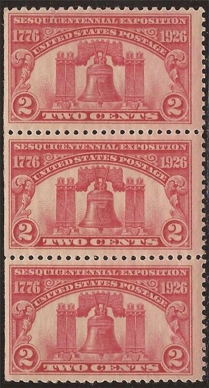 US Stamp - 1926 2c Sesquicentennial Expo - 3 Stamp Strip SE MNH - Scott #627