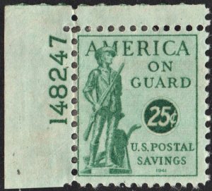 PS12 25¢ Postal Savings Stamp Plate Single (1941) MH*