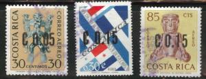 Costa Rica Scott C395-397 Used 1964 airmail set