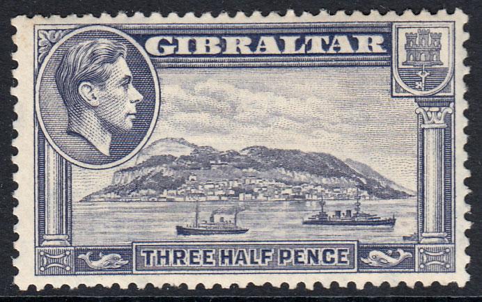 Gibraltar KGVI 1938 1.5d Slate-Violet SG123b Mounted Mint