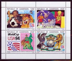 CAMEROUN 1993 SOCCER WORLD CUP CHAMPIONSHIPS MINI SHT SCOTT 893a CATALOG $90.00