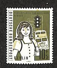 Germany, Berlin 1960, Misprint, lightgreen colour moved upwards (arm on shoul...