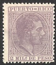 PUERTO RICO 1882 Sc 59 2m Alphonso XII MNH  VF