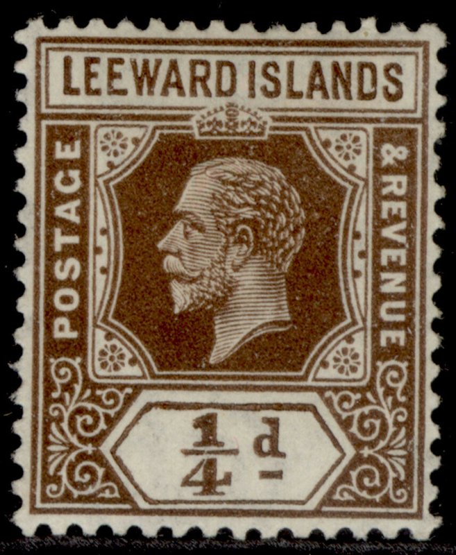 LEEWARD ISLANDS GV SG81, ¼d brown, LH MINT. Cat £20.