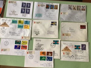 Liechtenstein registered postal stamps covers 10items Ref A1415