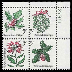 PCBstamps  US #1254/1257 PB 20c(4x5c)Christmas, MNH, (PB-2)