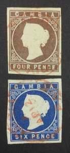 MOMEN: GAMBIA 1869-72 IMPERFS NO WMK USED LOT #64090