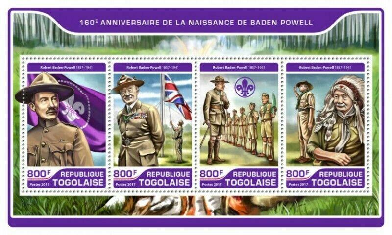 Togo - 2017 Robert Baden Powell - 4 Stamp Sheet - TG17214a