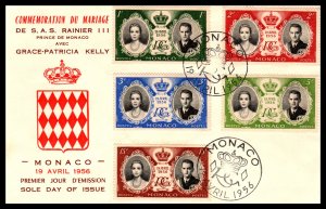 Monaco 366-370 Royal Wedding U/A FDC