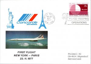United Nations 31c Symbolic Globe and Plane 1977 Air France Concorde First Fl...