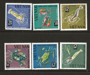 N.Vietnam Sc 368-73 NH Set of 1965 - Marine Life - Crustaceans