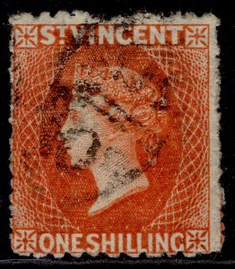 ST. VINCENT QV SG24, 1s vermilion, FINE USED. Cat £95.