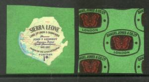 Sierra Leone 1964 1p John F Kennedy Map Odd Shaped Self Adhesive Sc 264 MNH #...