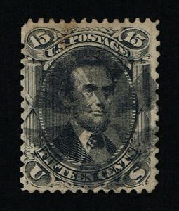 GENUINE SCOTT #77 F-VF USED 1861-1866 BLACK NBNC 15¢ ABRAHAM LINCOLN