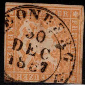 Wurttemberg Scott 9 nice 1858 stamp with silk thread in paper