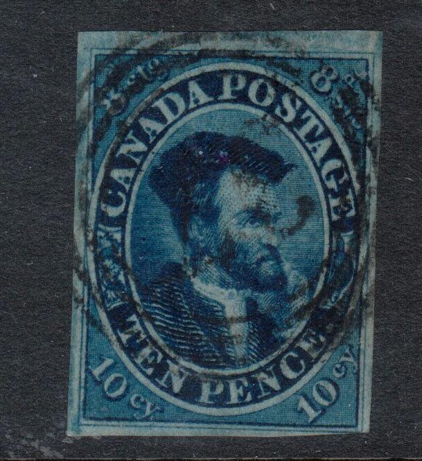 Canada #7 Used Fine With 4 Ring 37 Quebec Cancel On Very Thin Paper