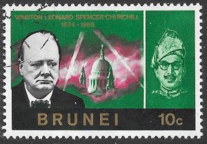 Brunei Scott 121 Used 10c Winston Churchill issue of 1965