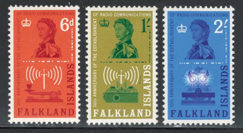 Falkland Islands 1962 50th Anniversary of Radio Station Scott # 143 - 145 MH