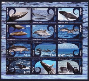 Aitutaki Cetaceans Whales Dolphins 12v Sheetlet 2012 MNH SC#593 SG#MS802