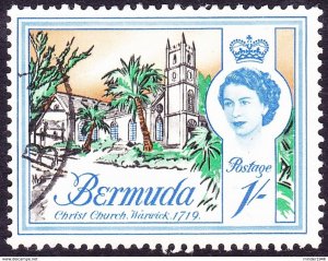 BERMUDA 1962 QEII 1/- Black, Emerald, Bright Blue & Orange SG171 Used