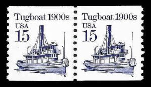 PCBstamps   US #2260a Coil Pair 30c(2x15c)Tugboat, all tag, MNH, (3)