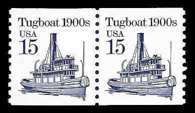 PCBstamps   US #2260a Coil Pair 30c(2x15c)Tugboat, all tag, MNH, (3)