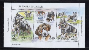 Sweden 1765 MNH, Swedish Kennel Club Cent. Booklet pane from 1989.