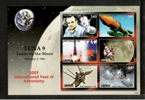 Liberia 2009 - Man on the Moon - Space - Sheet of 6 Stamps - Scott #2631 - MNH