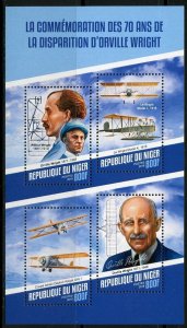 NIGER 2018 70th MEMORIAL ANNIVERSARY OF ORVILLE WRIGHT SHEET  MINT NH