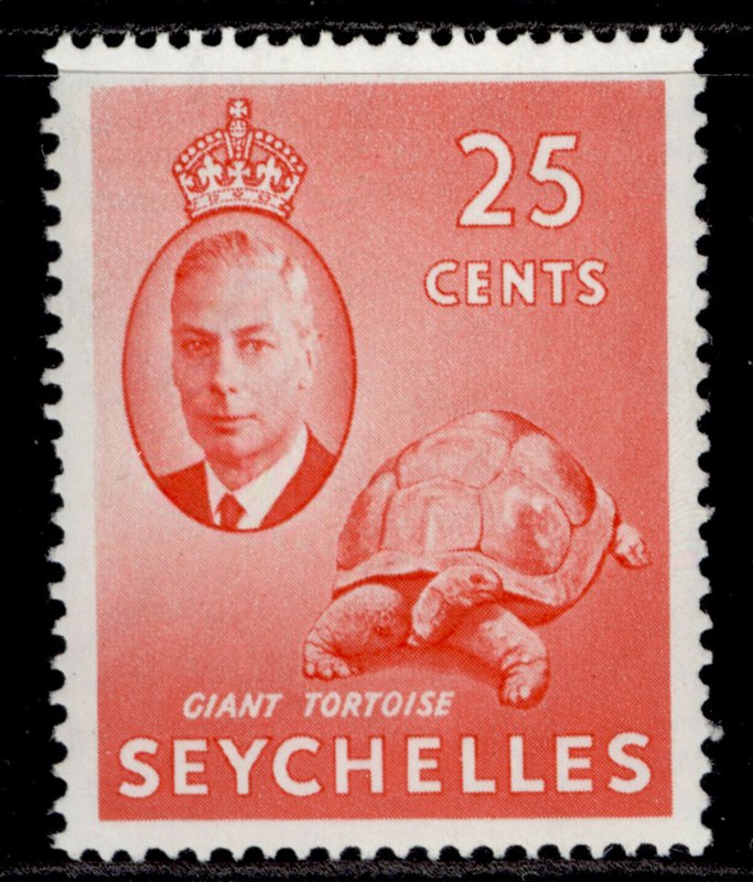 SEYCHELLES GVI SG164, 25c vermilion, LH MINT.