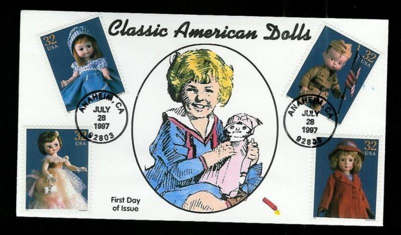 Handpainted Dynamite FDC 3151 Classic American Dolls #3 with 4 Stamps GI Soldier