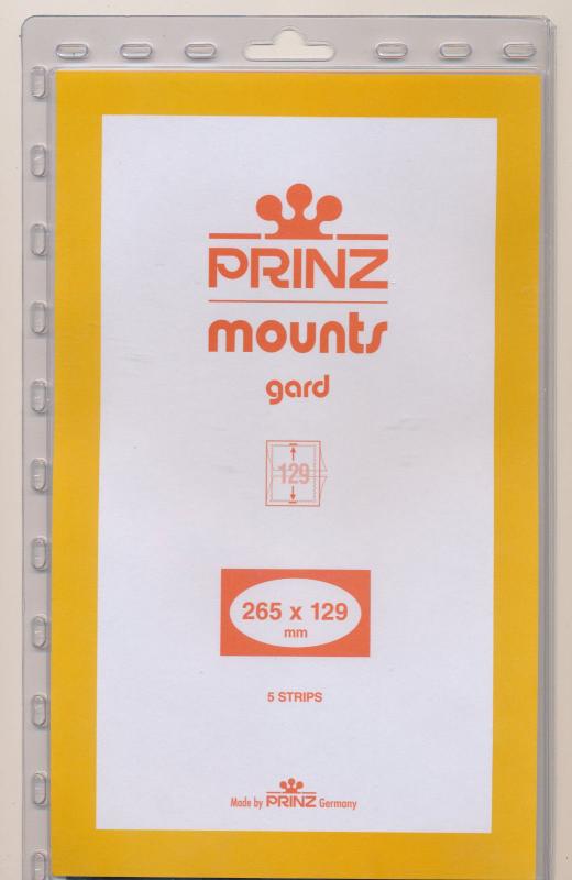 Prinz SCOTT Stamp Mount 129 / 265 mm Strip BLACK  Pack of 5  (129 mm 129x265)
