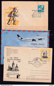 Poland 1958 and up 7 Postal Stationary Covers Mostly precanceled 15903