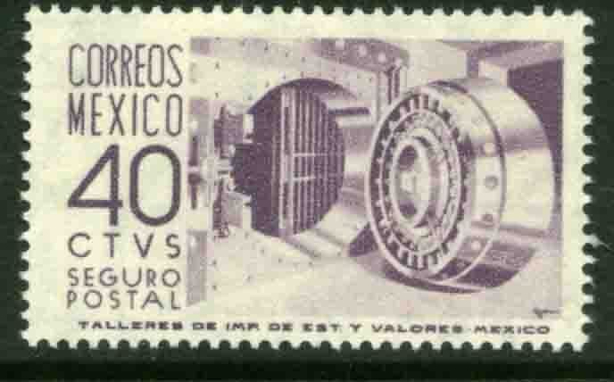 MEXICO G16, 40¢ 1950 DEFINITIVE 2nd PTG. INSURED LETTER, wmk 300. MINT, NH. VF.