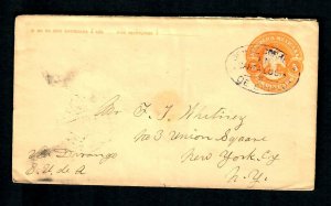 Lot2Q Mexico DGO Cover 1907 Postal Stationary 5 Cen. to New York City, N.Y. USA