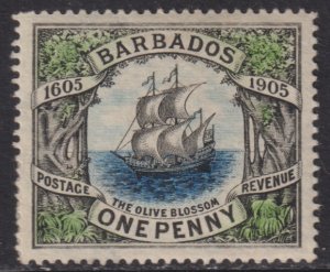 1906 Barbados Lord Nelson Monument One Penny issue MLH Sc# 109 CV $20.00 Stk#4