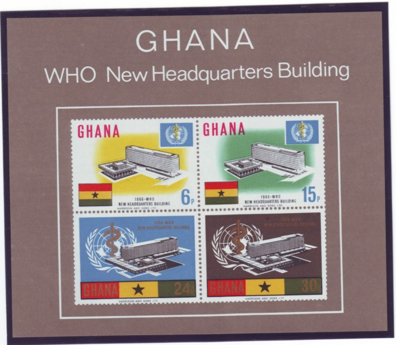 Z561 Jlstamps 1966 ghana s/s mnh #250a who headquarters