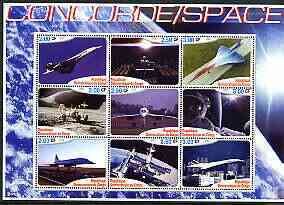 CONGO KINSHASA - 2002 - Concorde & Space - Perf 9v Sheet - M N H - Private Issue