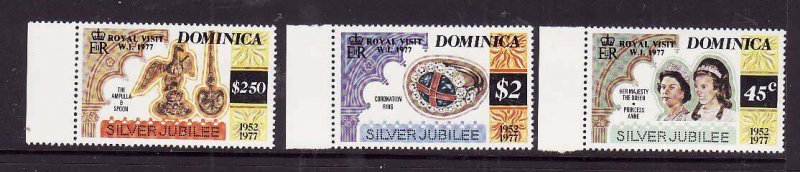 Dominica-Sc#551-53-unused NH set-QEII Caribbean Visit-id1-perf 14-1977-
