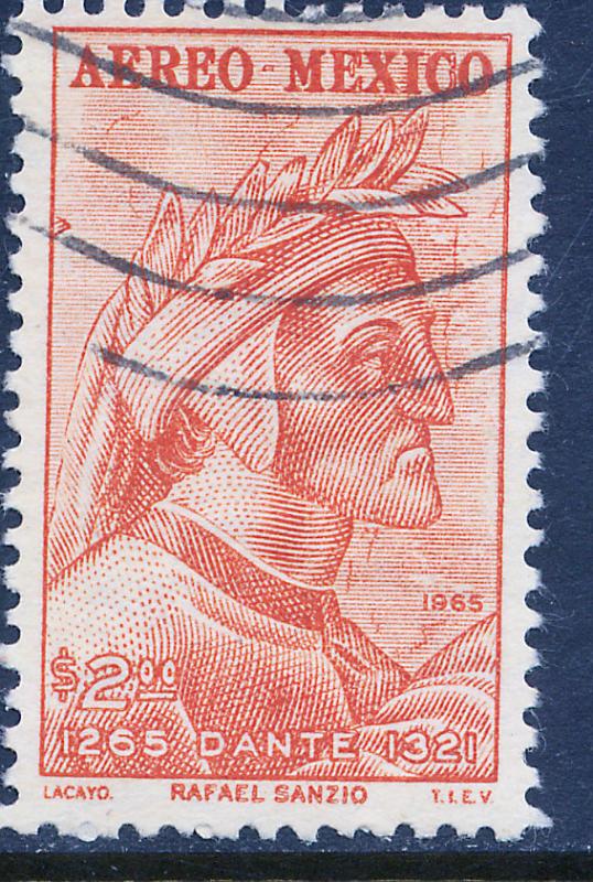 MEXICO C308, 700th Anniv of the birth of Dante Alighieri USED (858)