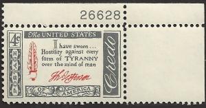 # 1141 MINT NEVER HINGED THOMAS JEFFERSON QUOTATION