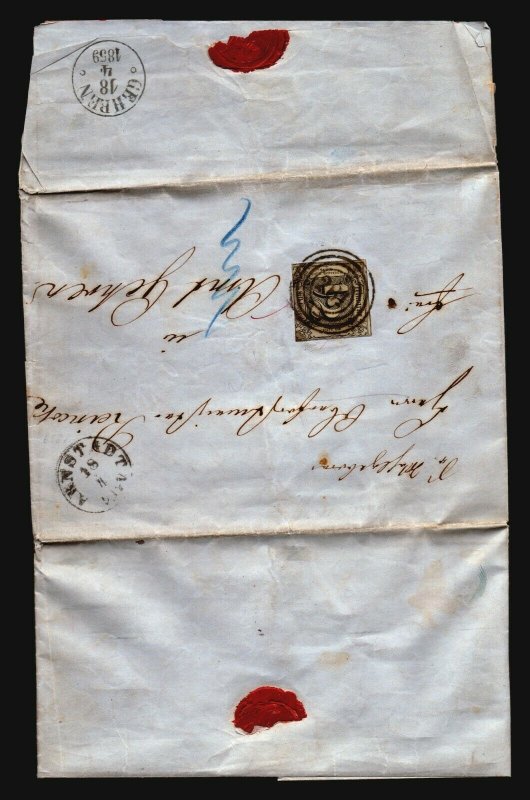 Germany SC# 3 on 1859 Cover (Will Ship Folded) - Z17220