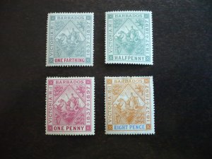 Stamps - Barbados - Scott# 81-83,87 - Mint Hinged Part Set of 4 Stamps