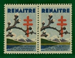 FRANCE Anti-Tuberculosis CHARITY Stamps Mint MNH Pair DISEASE MEDECINE 2WHITE57