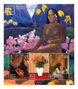 SAINT KITTS 2016 - WORLD FAMOUS PAINTINGS SHEET OF 3 STAMPS - MNH